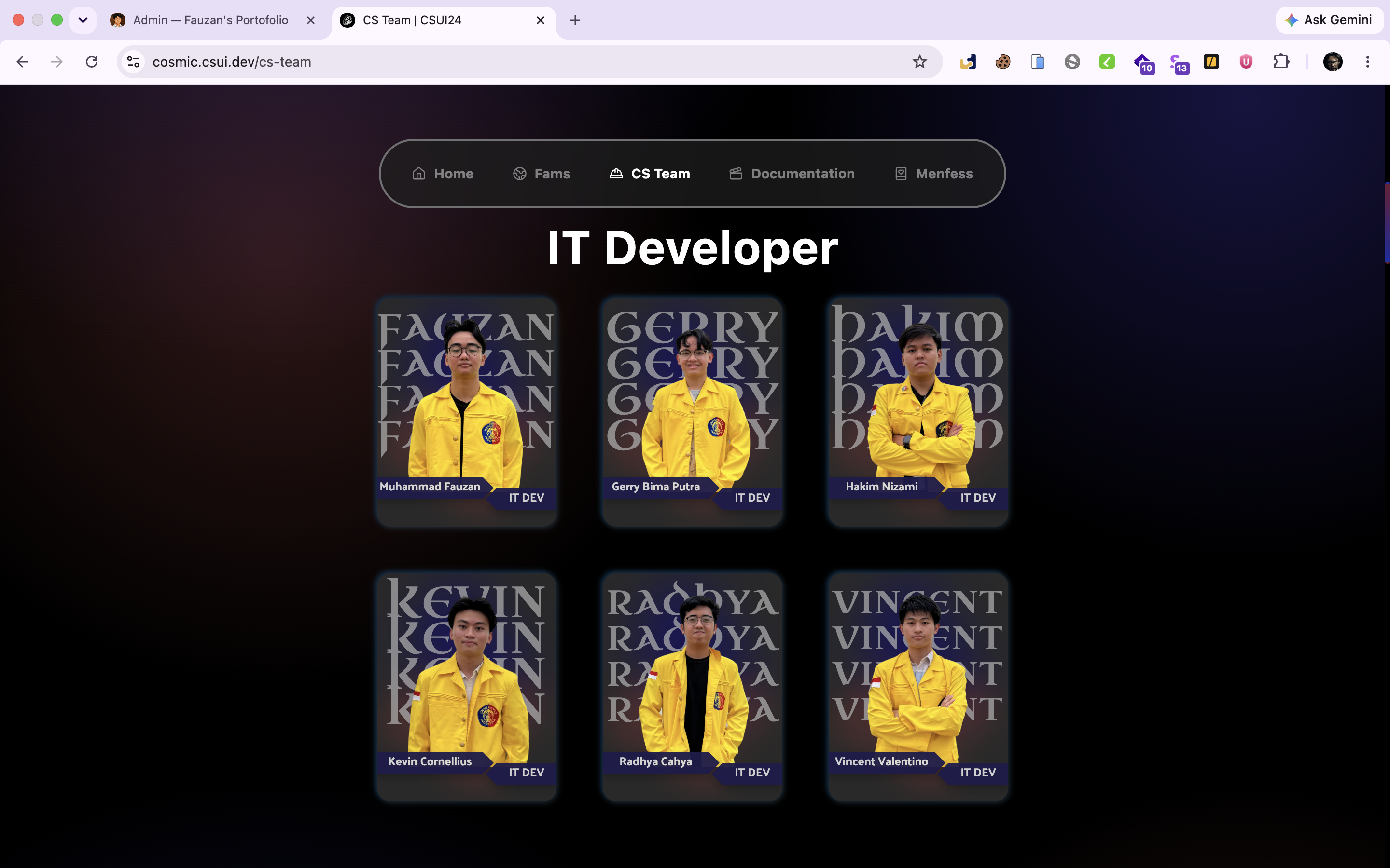 Computer Science cohort 2024 Website screenshot